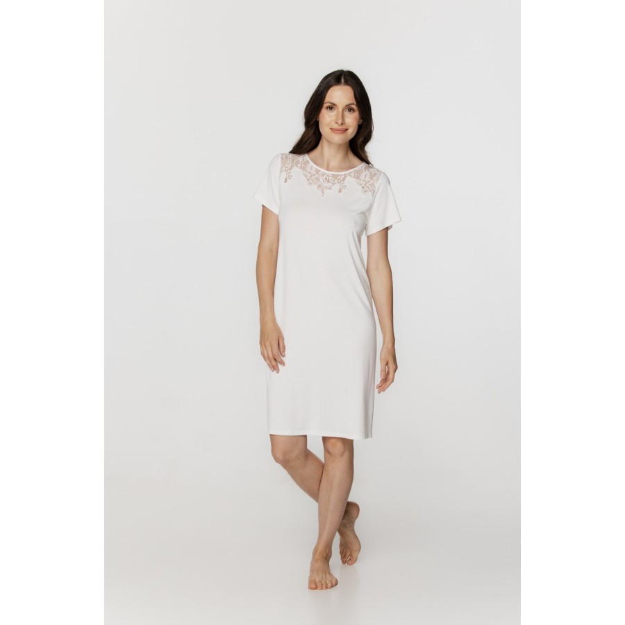 Camisón recto micromodal encaje blanco